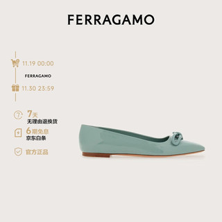 Salvatore Ferragamo 菲拉格慕 Ferragamo）女士浅橄榄绿色不对称蝴蝶结芭蕾舞平底鞋 0768943_1D _ 70