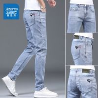 JEANSWEST 真维斯 浅色牛仔裤男夏季2024年新款直筒男士修身小脚休闲男装长裤