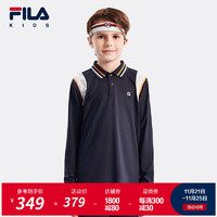 FILA 斐乐 童装儿童上衣2024秋季男中大童运动网球长袖POLO衫 RD宝蓝-NV 140cm