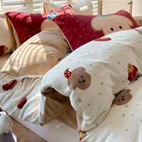 玖窝 加厚法兰绒四件套   柿柿如意 1.5/1.8床单四件套-被套200x230cm