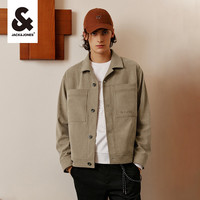 杰克琼斯奥特莱斯秋季男士复古美式学院卡其色灯芯绒机车夹克外套