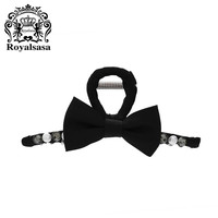 Royal sasa皇家莎莎浪漫邂逅气质头饰布艺水钻蝴蝶结法式后脑勺发抓鲨鱼夹 黑色BL
