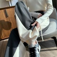 唐狮 TONLION美式拼接撞色运动裤女2023宽松休闲阔腿卫裤裤子高腰香蕉裤