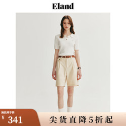 E·LAND 衣恋 ELAND衣恋POLO衫女基础款百搭针织短袖舒适毛衣T恤 象牙白/白色(39)Ivory S/160