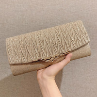 百鸣威 潮牌2023新款名媛晚宴手拿包女宴会搭配晚礼服的小包包晚装手包旗 香槟色