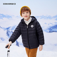 CONVERSE 匡威 儿童装男童冬季新款超轻连帽羽绒服 儿童新年保暖外套 正黑色 140/68