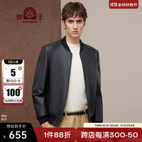 兽王（SHOUWANG）2024冬季羽绒服皮衣男棒球领夹克加厚头层牛皮休闲外套 黑色 190/108A(56)