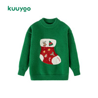 kuuyookids KUUYOO儿童圣诞节礼物袜印花毛衣冬季圆领套头加厚保暖亲肤针织衫