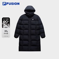 FILA FUSION斐乐潮牌款长款羽绒服2024冬季宽松连帽外套 正黑色-BK 190/112B/XXXXL