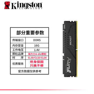 Kingston 金士顿 骇客神条ddr5 6000 16G/32G台式机超频电竞内存条