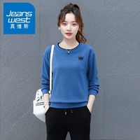 百亿补贴：JEANSWEST 真维斯 圆领卫衣女春秋新款休闲百搭宽松显瘦遮肉减龄上衣女