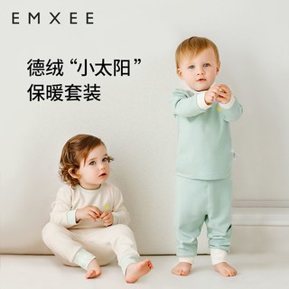 EMXEE 嫚熙 宝宝衣服秋装德绒羊毛恒温婴儿连体衣保暖内衣新生儿哈衣爬服