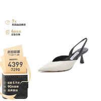 JIMMY CHOO 周仰杰 女士奶白色黑色高跟凉鞋 MARYANNE SB 65 NPA 241 LATTE 39