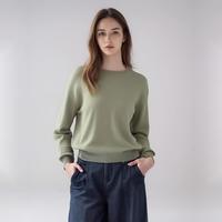 女式潮流时尚纯色圆领针织毛衣