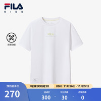 FILA 斐乐 童装儿童短T类2024中大童女童短袖T恤 标准白-WT 140cm