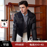 兽王真皮皮衣男2024秋冬款头层牛皮翻领真皮羽绒男装皮夹克皮衣男 2220224908黑色 56(190/3XL)