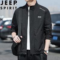 JEEP SPIRIT 吉普夹克男春秋季外套立领户外商务中青年休闲男装 黑色 3XL