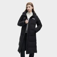 FILA 女装女式羽绒服女士休闲保暖舒适基础长款连帽羽绒服