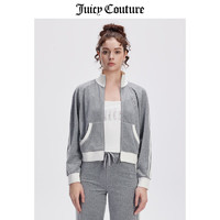 Juicy Couture 橘滋 撞色立领天鹅绒外套 浅麻灰 L