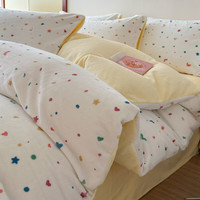 玖窝 冬季牛奶绒大版印花卡通加厚法兰绒四件套 1.5/1.8床单四件套-被套200x230 奶派星空
