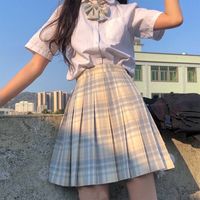 瑟空（SEKONG）2024夏日系短袖jk制服女学院风格子百褶裙水手服套装YXQ 柠檬海盐【短袖+裙子】大礼包 2XL