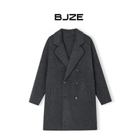 伯爵卓尔长绒毛70羊毛双面呢大衣男中长款2024秋冬通勤男装外套 P441768 山岩灰 L