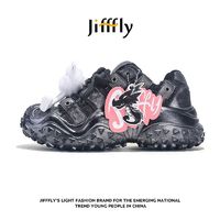 百亿补贴：jifffly 女鞋2024秋季新款ins潮百搭学生增高厚底面包鞋运动鞋子男