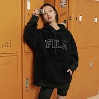 FILA 斐乐 男女同款仿羊羔绒宽松保暖针织连帽卫衣