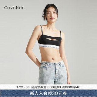 Calvin Klein内衣【摩登引力带】女士性感镂空细肩带无钢圈背心文胸QF7387AD UB1-太空黑 M