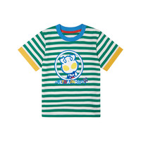 千趣会 SENSHUKAI童装夏季儿童T恤撞色拼接短袖奥特曼印花棉质男童女童T恤 绿色条纹 100cm