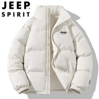 JEEP SPIRIT 吉普棉服男棉衣秋冬外套加厚面包服宽松百搭休闲棉袄子 米白 M