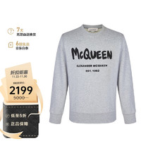 ALEXANDER MCQUEEN 亚历山大麦昆礼物  男士灰色棉质涂鸦圆领卫衣 662578 QRZ71 0902 M