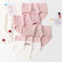 洁丽雅 4条装印花内裤女可爱粉色短裤中腰棉档舒适亲肤高弹女士内裤女 A5印花4条装组合1 M（80-100斤）