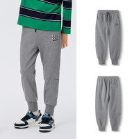 巴拉巴拉童装男童裤子儿童冬装中大童加绒慢跑裤保暖字母 中花灰-00502