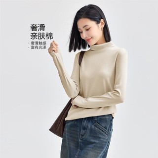 GIORDANO 佐丹奴 奢滑触感纯棉T恤女秋冬基础打底高领休闲日常休闲长袖T恤女款