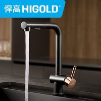 HIGOLD 悍高 厨房抽拉式水龙头 不锈钢 伸缩冷热 洗菜冷热水通用 立式防溅龙头