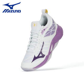 美津浓（MIZUNO）男女专业排球鞋舒适缓震透气轻量WAVE DIMENSION 白紫V1GC224010 DIMENSION 38 =240mm