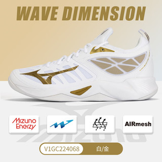 美津浓（MIZUNO）男女专业排球鞋舒适缓震透气轻量WAVE DIMENSION 白金 强力缓震 DIMENSION 46 =300mm 白金V1GC224068