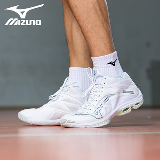 美津浓（MIZUNO）专业排球鞋WAVE LIGHTNING Z7男女款比赛减震室内外高端排球鞋Z8 白绿 Z7 MID（中帮） 38.5 =245mm