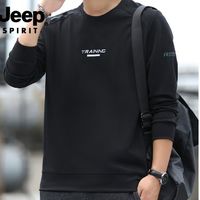 JEEP SPIRIT JEEP吉普男士圆领T恤男宽松时尚秋冬季上衣运动卫衣套头男加绒款