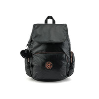 凯普林 kipling男女款2024秋冬新帆布包书包出游包猴子包双肩包背包 CITY ZIP S-漆器黑拼玫瑰金拉链