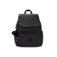 凯普林 kipling男女款2024秋冬新帆布包书包出游包猴子包双肩包背包 CITY ZIP S-黑底字母印花