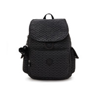 凯普林 kipling男女款2024秋冬新帆布包书包出游包猴子包双肩包背包 CITY PACK M-黑底字母印花