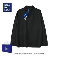 SEANBYSEAN黑色衬衫男长袖韩版潮流帅气dk制服外套春秋休闲白衬衣