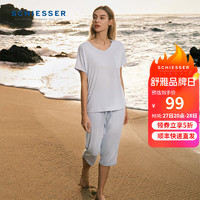 SCHIESSER 舒雅 女士棉莫代尔睡衣家居服套装E0/22649H 浅蓝色 XL