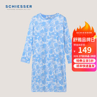 SCHIESSER 舒雅 女士圆领纯棉印花短裙连衣裙家居服睡裙E1/23211D 粉藍 S