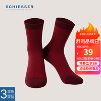 SCHIESSER 舒雅 女士3A抗菌舒美棉中筒袜子鸿运连连E1/22029K 红色+红色+红色 3双 22-24cm