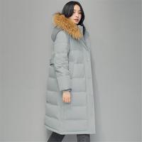 雪中飞 女式长款大毛领羽绒服秋冬经典时尚休闲保暖户外防风羽绒服女