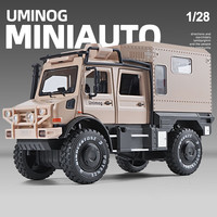 乐昂LEAUN奔驰乌尼莫克模型1:28合金车模仿真声光汽车玩具收藏摆件男孩 1/28奔驰乌尼莫克模型（黄色）