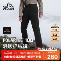 伯希和（Pelliot）Polartec抓绒裤男摇粒绒户外保暖徒步登山114311231黑色3X 曜石黑【男款】|航天级保暖 XXXL